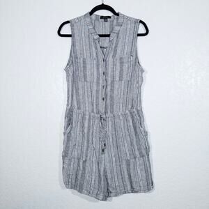 Kelly Renee Black & White Linen Blend Striped Romper Size‎ Large
